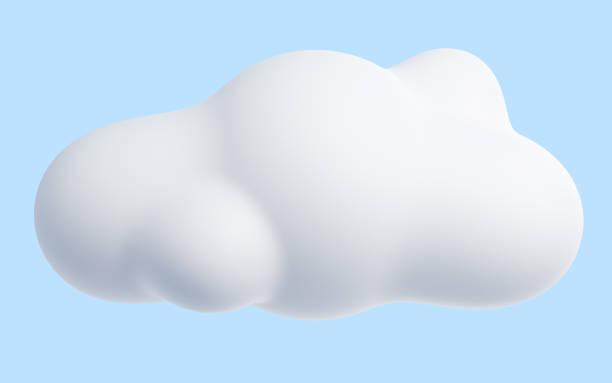 istock White cloud cartoon 3d render - soft fluffy round-shaped clouds on blue pastel background. 1407340274
