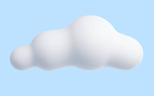 istock White cloud cartoon 3d render - soft fluffy round-shaped clouds on blue pastel background. 1407340288