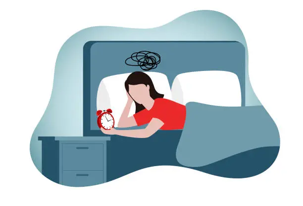 Vector illustration of sleep disorder，insomnia，jet lag