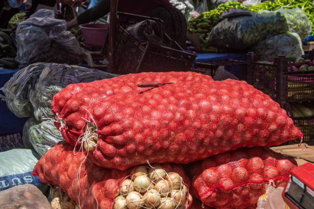 Sack of red onions