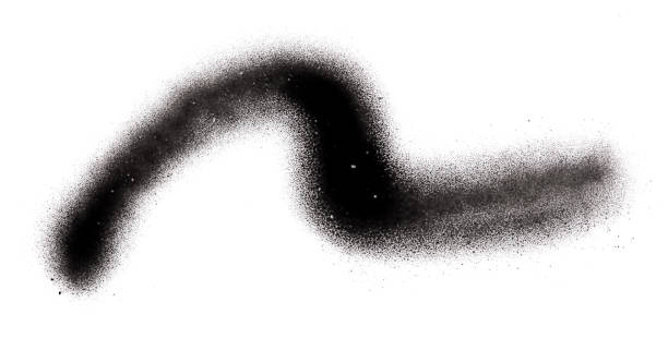 istock Black color spray paint or graffiti design element on the white wall background. 1407344634