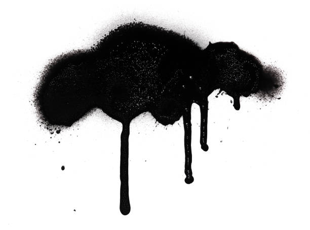 istock Black color spray paint or graffiti design element on the white wall background. 1407344639