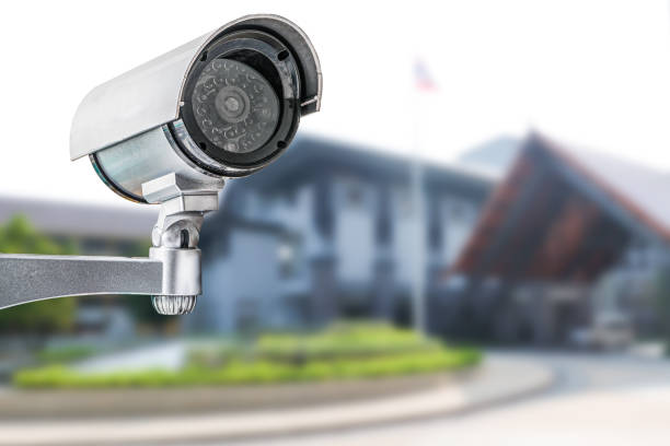 istock CCTV Closed circuit camera, TV monitoring at modern office building construction, security system concept. 1407345242