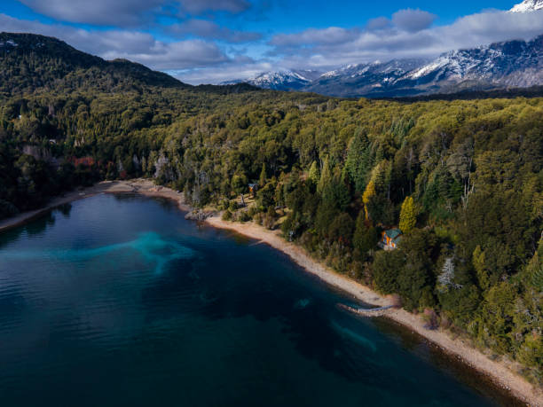 istock Landscape with snow capped mountains and lakes 1407346502