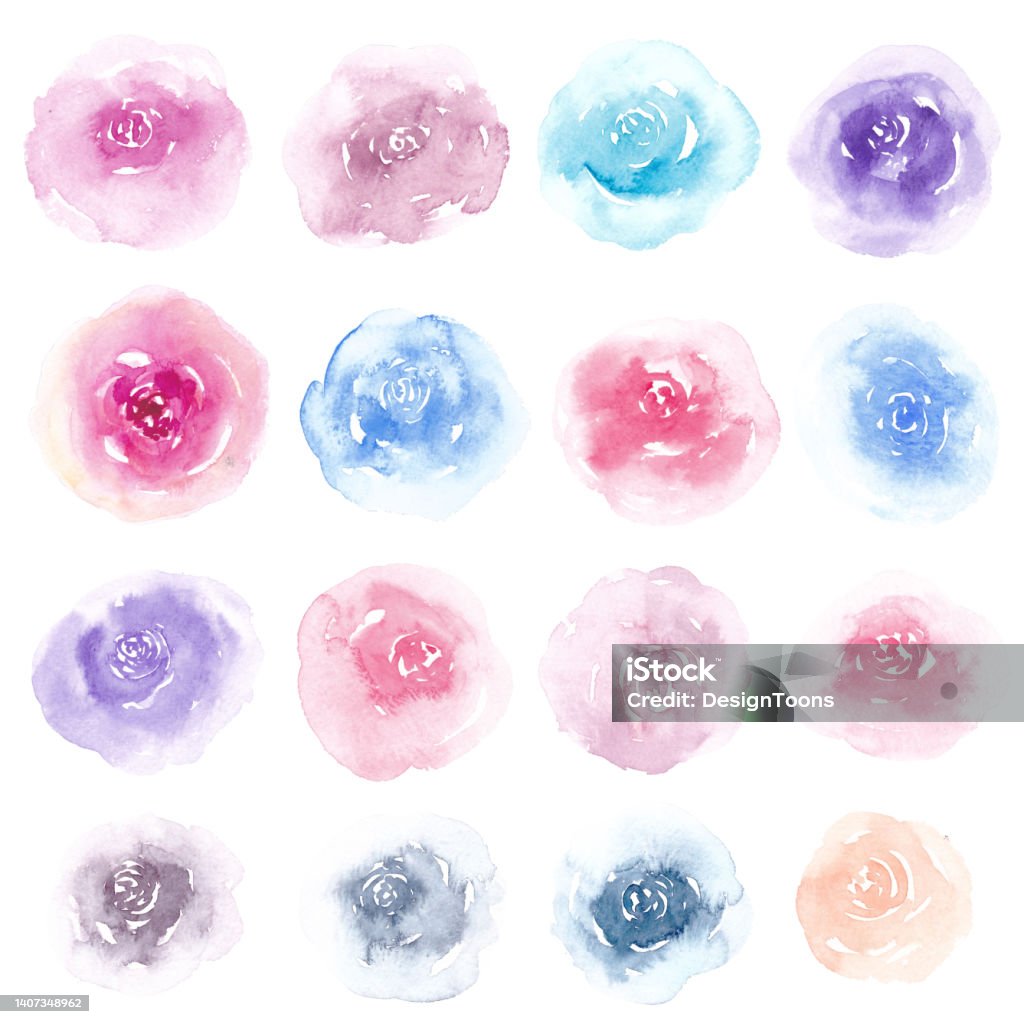 Soft Watercolour Roses Watercolor Roses Collection Soft Colored Roses Isolated On White Stock ...