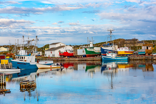 Summer view of small harbor in Anstruther village, Fife, Scotland, UK