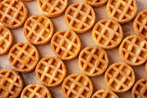 Waffles background cell texture closeup.