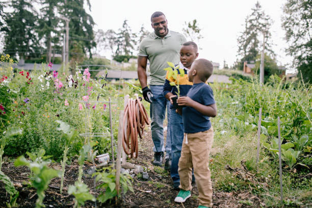 istock Father Gardening With His Sons 1407356619