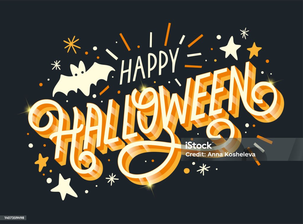Happy Halloween vector lettering. Holiday lettering for banner. Happy Halloween poster, greeting card, party invitation. Vector illustration. Halloween stock vector