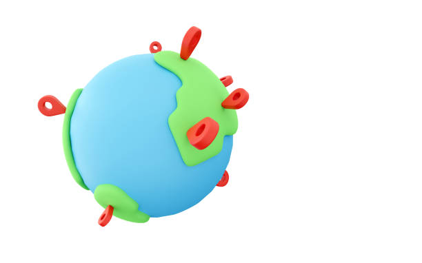 istock 3D World travel map. Pins on global earth maps, worldwide business communication. 3D render Earth map or globe location world travel mapping isolated concept illustration 1407359708