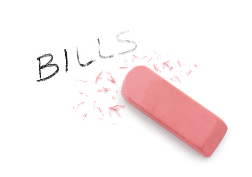 Erasing bills word concept