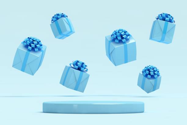 istock Stand and gift box for blank product presentation 1407370455