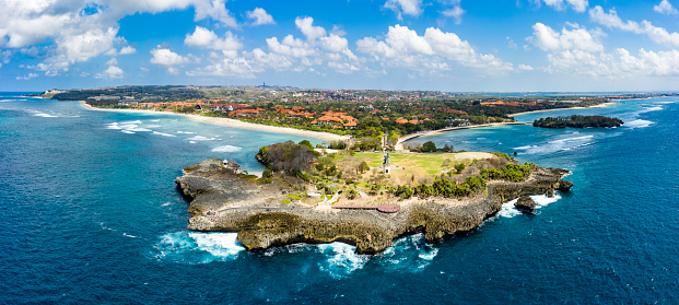 Aerial view of the coast at Nusa Dua beach in Bali