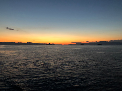 Golden beautiful sunset and the sea in Greece