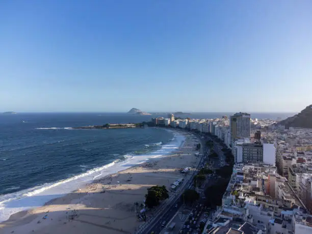 Old buildings in low-rise neighborhood near Copacacabana beach Rio de Janeiro, Brazil