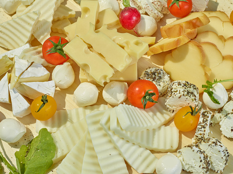 Platter with different kinds of cheese