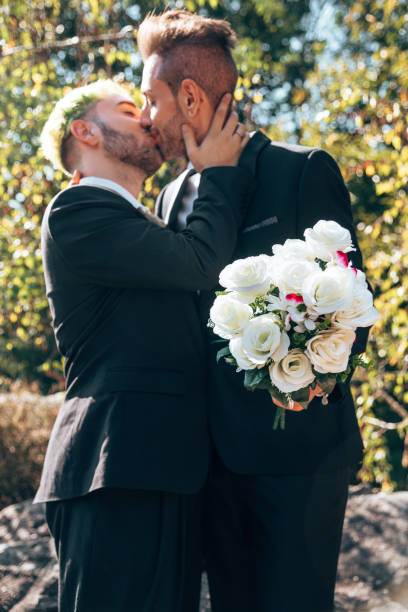 gay lovers kissing each other