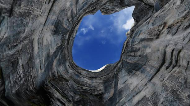 3D illustration of a seal with a stone against the blue sky. 3D Render