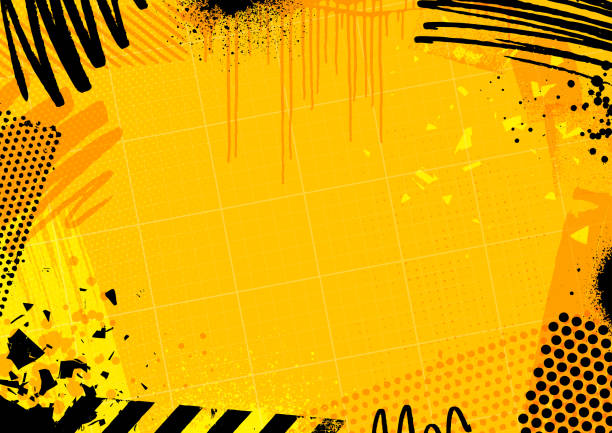yellow grunge craft frame design vector art illustration