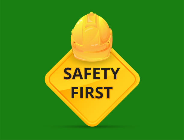 safety first sign 4 Safety first sign on white background, warning message,  vector illustration. safety first at work stock illustrations