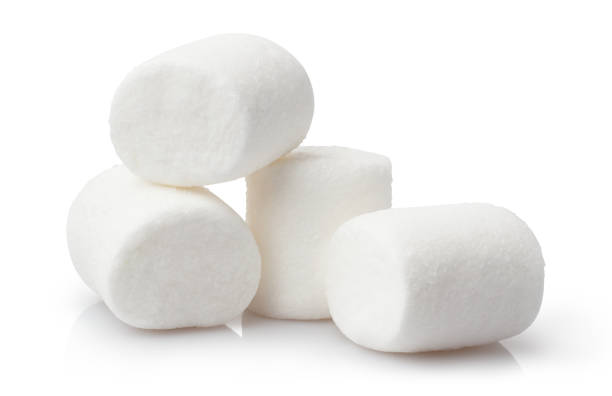 istock Heap of delicious marshmallows on white 1407399836