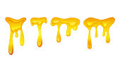 istock Flowing yellow viscous liquid. Lemon jelly or honey drops. 1407409193