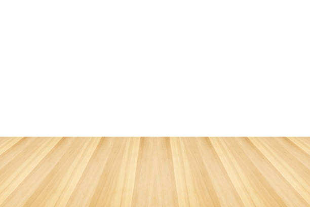 istock Empty wooden table top isolated on white background for product display montage 1407409263