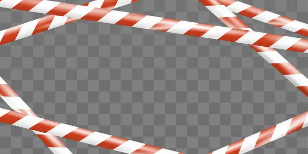 Vector illustration of Realistic under construction crossing caution tape of warning signs for construction area or crime scene. Danger tape. Police line and do not cross ribbon. Warning danger tape. Ribbons for accident