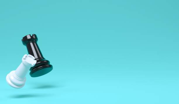 istock 3D illustration black and white rook on sky blue background for copy space , 3D rendering object chess concept 1407427651