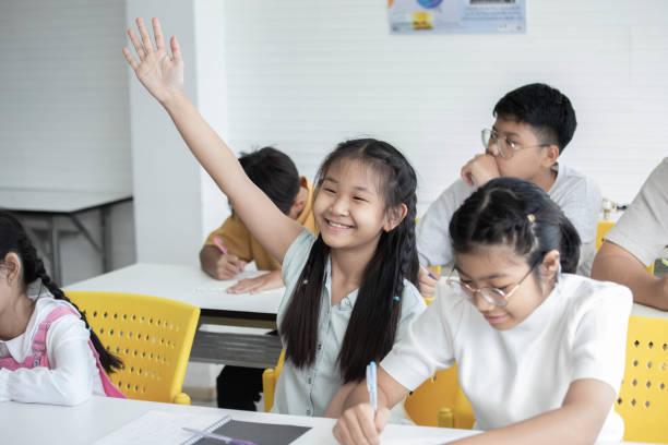 istock Elementary school students raise their hands to answer questions. 1407429805