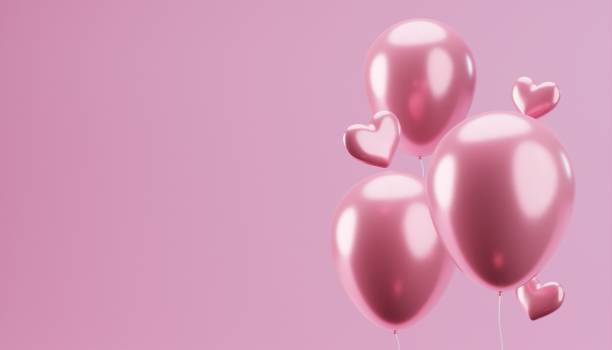 istock Love heart symbols and  pink balloon background template. 3d object 1407431577