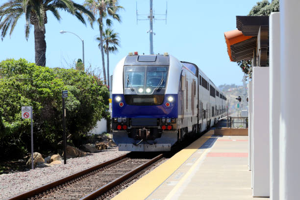istock train Pacific Surfliner Train passing San Clemente Train Station 1407437197