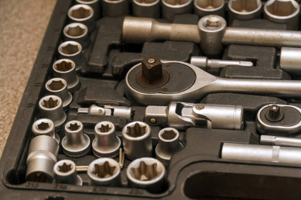 istock A set of socket wrenches.Locksmith tools in a box. A tool for car repair 1407439064