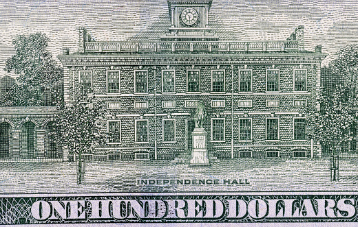 Independence Hall on a 100 USD banknote