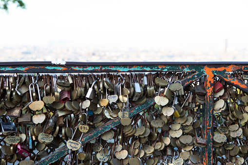 Love locks can be found all over Paris - seen here at Sacre Cour