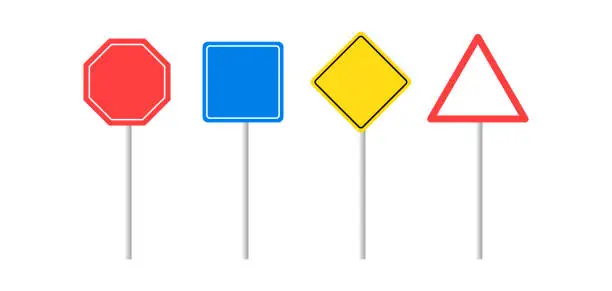 Vector illustration of Realistic blank road signs. Vector illustration. stock image.