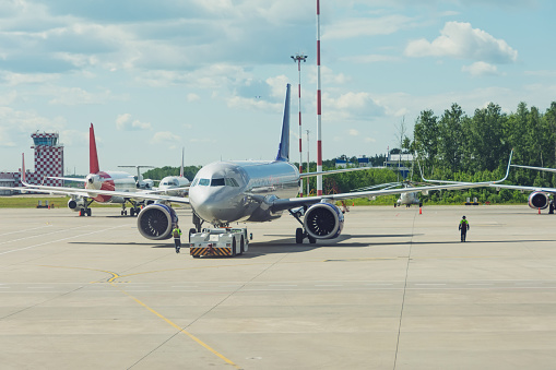 Parking of aircraft on an open platform in preparation for flights