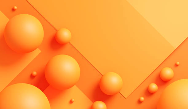 Abstract geometric orange 3d object background with colorful creative art paper template or minimal trendy geometry contemporary fashion and modern wallpaper pattern decoration gradient card backdrop.