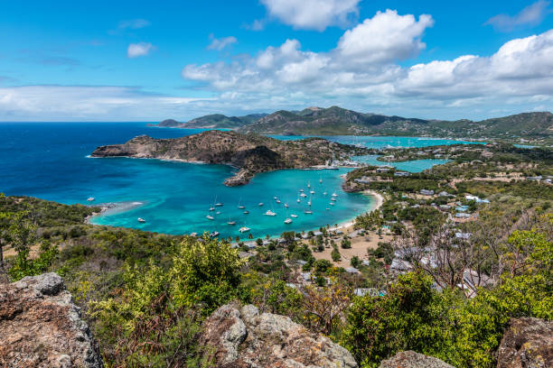 istock Shirley Heights view with beautiful bay, Antigua. 1407449893
