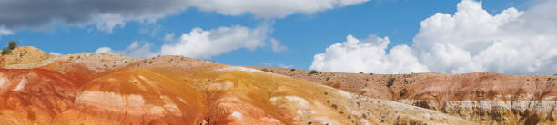 istock Colorful hills in Altai Republic, named Mars 1. Nature environment background, panoramic view. Natural colored texture of sandstone Martian landscape in Altai Mountains. 1407450932