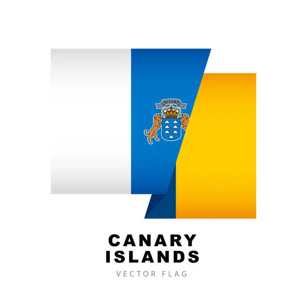 Vector illustration of Colorful logo Canary Islands flag. Flag of the Canary Islands. Vector illustration isolated on white background. Flag of the Canary Islands. Vector illustration isolated on white background.