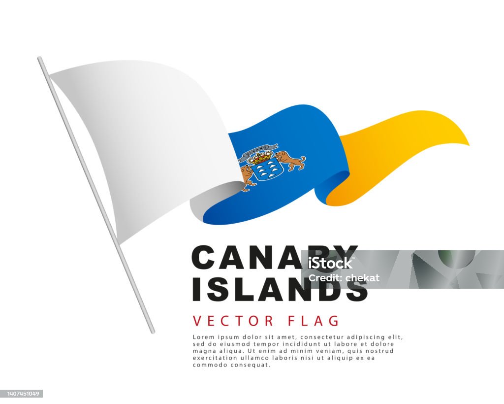 Die Flagge Der Kanarischen Inseln Hängt An Einem Fahnenmast Und