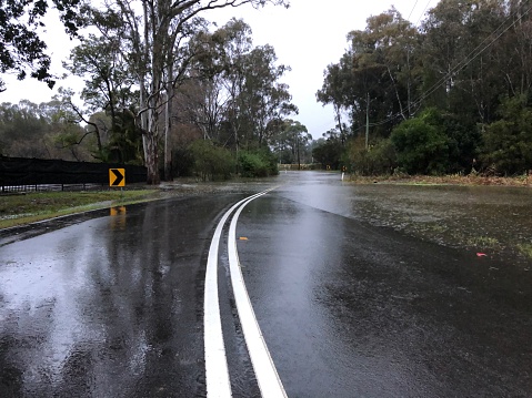 Flooded road, Hollywood Drive, Lansvale, NSW.