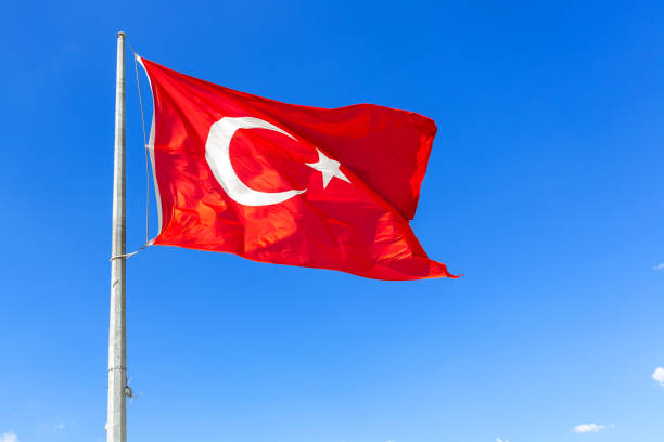 istock Turkish flag flutters in the wind 1407453194