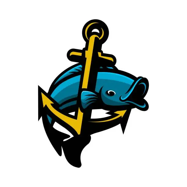 Vector illustration of fish and anchor