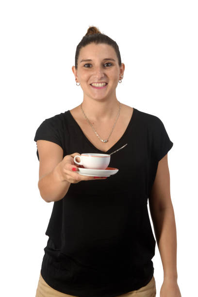 istock woman holding on white background 1407453766