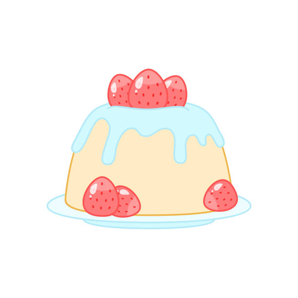 ilustrações de stock, clip art, desenhos animados e ícones de strawberry dessert - creme cozinhado