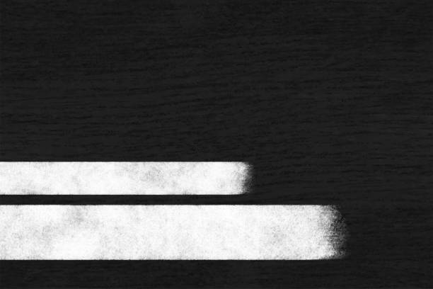 Banner template on Horizontal empty blank wooden textured artistic retro grunge black background with two white coloured smudged paint strokes border at bottom lower third Digitally generated illustrations - IMAGE. Grunge effect scratched wood texture black and white shade backgrounds with plain simple border of two faded paint strokes lines - suitable to use as wallpaper, greeting cards or posters backdrops and templates. There is No people and No text. There is copy space for text. painted white line stock illustrations