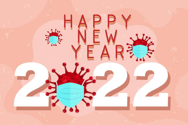 istock Greeting New year 2022 card cartoon with lettering vector illustration 1407460160