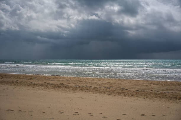 Deserted beach as storm approaches